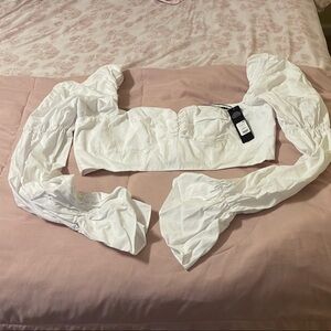 Fashion Nova White Poplin Corset Top
